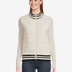 Liverpool Sleeveless Quilted Front Full Zip Sweater Vest White M NWT STITCH FIX